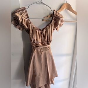 Off Shoulder Rose Gold Dress
